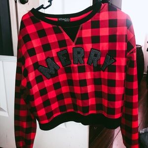 red and black plaid Christmas crop